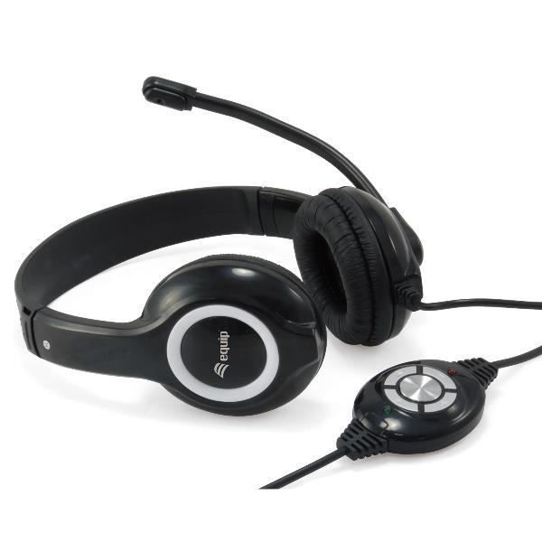 EQUIP CUFFIA CON MICROFONO USB-A NERO